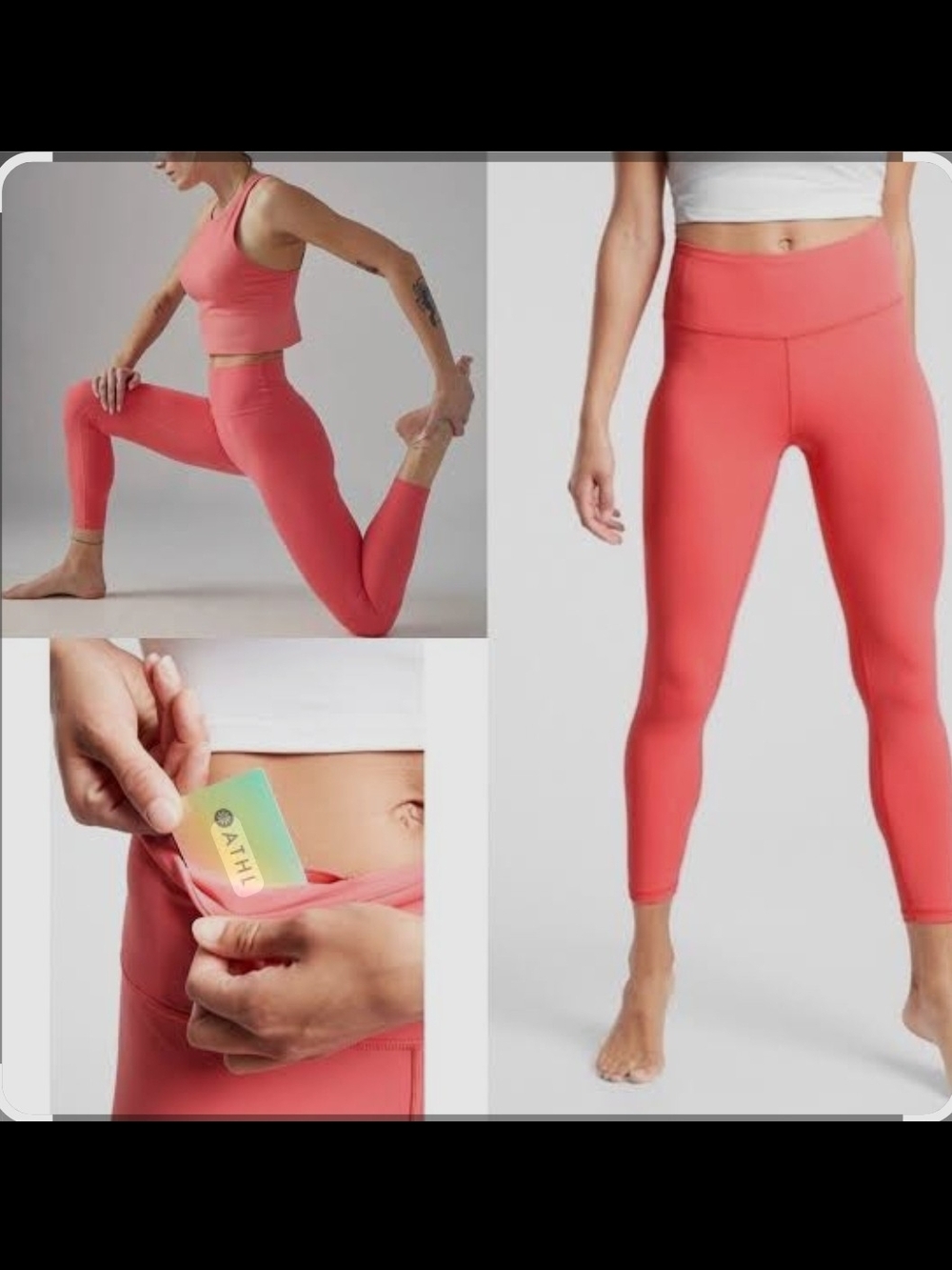 NWT ATHLETA Transcend 7/8 Tight Leggings High Waist Coral Pink Size 2XL